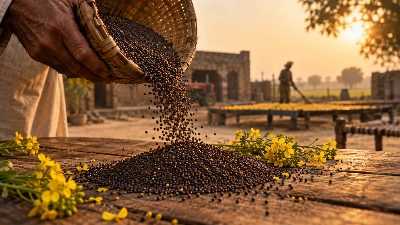 Sun-ripened sarson seeds from Punjab, Pakistan — the source of Nectar Blend kachi ghani mustard oil